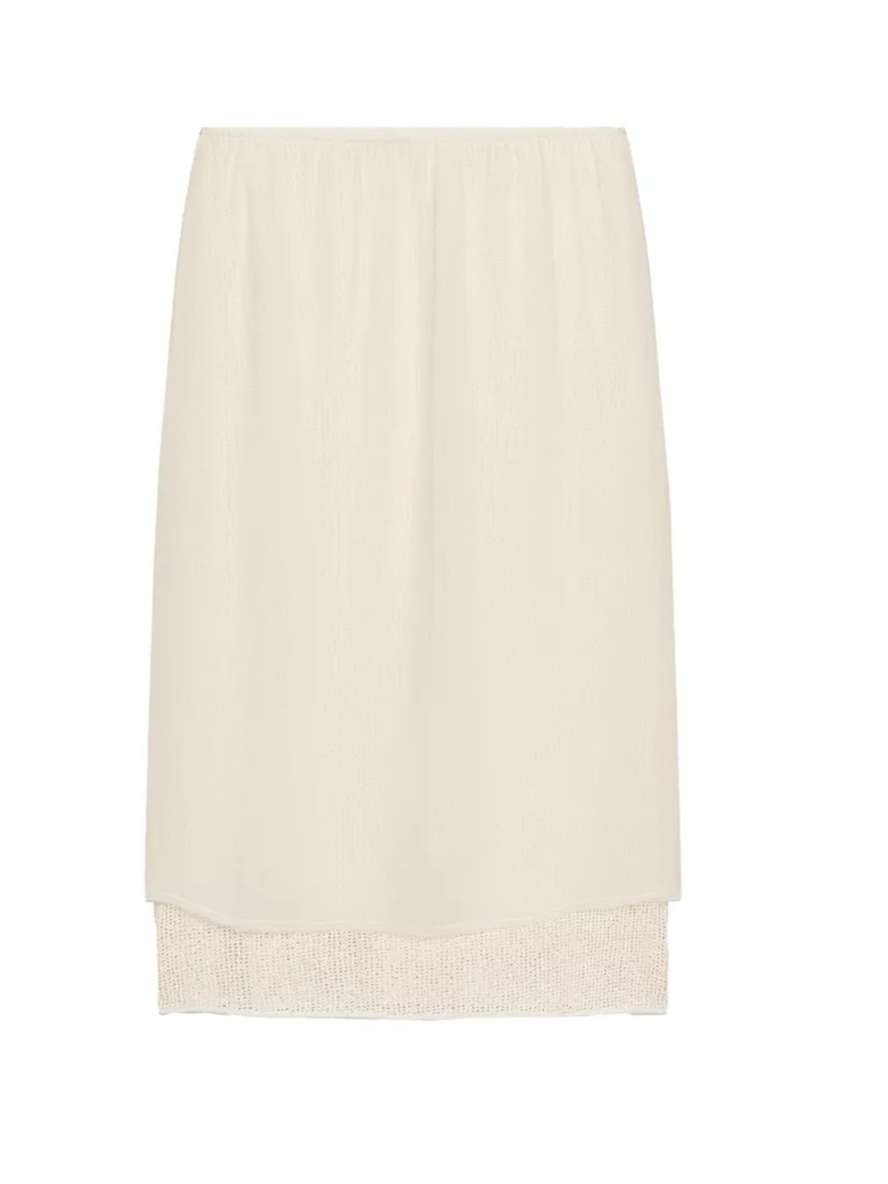 Zara NWT rustic mesh and crochet layered Cream double layer Midi Skirt